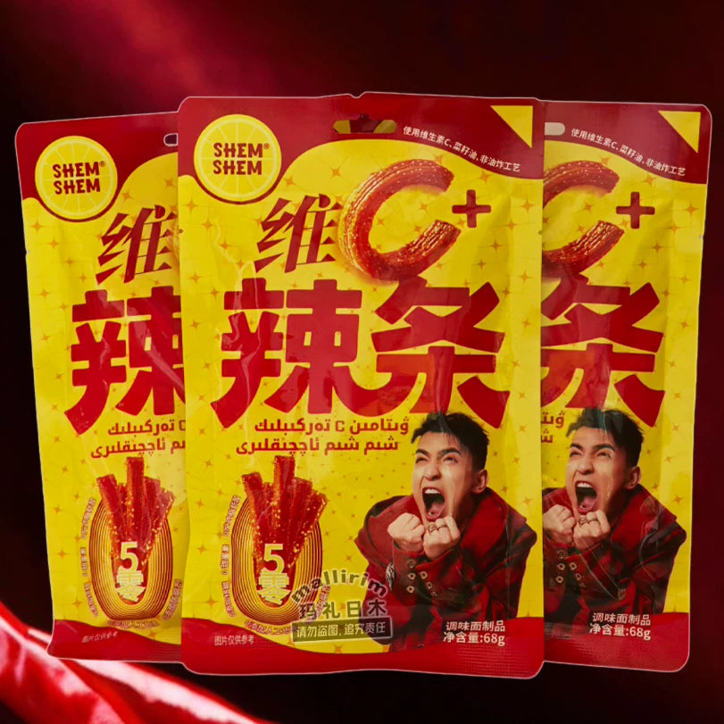 Xinjiang Internet celebrity Spicy strips SHEM SHEM C Spicy strips, non-fried and ready to eat 68g Xim Xim